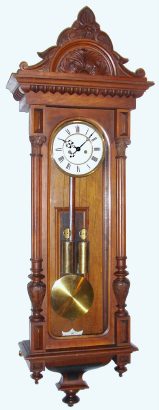 C.1880, German, Gustav Becker, 2-Wt "Vienna Regulator", in a walnut case of Alt Deutsch style, with original top, finials and movement. — Antique Clocks Price Guide