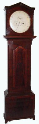 C.1810, English, Calendar Tall Clock, 30-Day+ weight driven, with unusual dial showing hours and seconds at top, minutes in the center, days to the left and date to the right. — Antique Clocks Price Guide