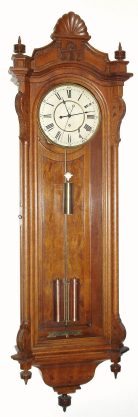 C.1887, Seth Thomas Clock Co., "Regulator No. 19", in oak, 8-day weight driven wall timepiece. — Antique Clocks Price Guide