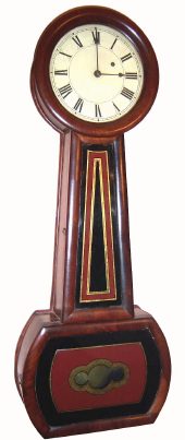 C.1850, Boston Area Weight banjo clock, 8-day timepiece, with restorations. — Antique Clocks Price Guide