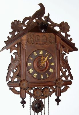 C.1900, German, Cuckoo and Quail,  quarter striking, 3-weight wall clock. — Antique Clocks Price Guide
