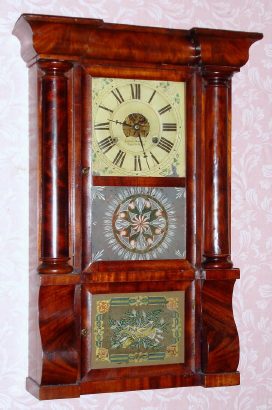 C.1850, Forestville Manufacturing Co., Bristol, Conn, uncommon 3/4 size, column and cornice, 30 hour 2-wt, time and gong strike. — Antique Clocks Price Guide