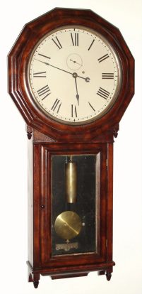 C.1888 Seth Thomas Clock Co., Thomaston, CT:  Regulator No. 3 in burled walnut with 8-day time only weight movement. — Antique Clocks Price Guide