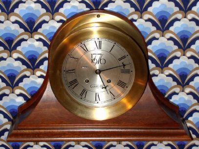 C.1976 Chelsea Clock Co., Bicentennial Model, 6" dial, eight-day time and house strike, limited edition.. — Antique Clocks Price Guide