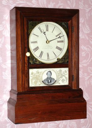 C.1850, J.C. Brown, Bristol, CT. U.S., rosewood cottage clock with an 8-day time and strike movement. — Antique Clocks Price Guide