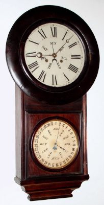 C.1880, Welch, Spring and Co., No. 2 Regulator, 2-weight, time and calendar, with BB Lewis calendar. — Antique Clocks Price Guide