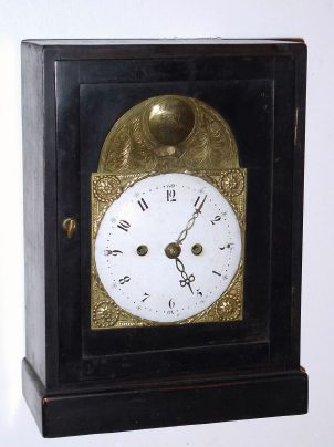 C.1780, Austrian bracket clock, smaller: One/two day crown-wheel time and strike movement in an ebony case. — Antique Clocks Price Guide