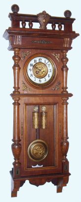C.1900, German, J.E.F., 2-Weight,  Vienna Regulator, with an old top from another clock. — Antique Clocks Price Guide