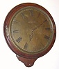 C.1840 English, Rogers, London: interesting dial clock with heavy flat brass dial that is deeply engraved with the maker's name and 8-day time only fusee movement. 