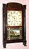 C.1830 Seth Thomas, Plymouth Conn, stenciled column and splat,30-hr time and strike wood movement, short case w/ paw feet. 