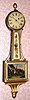 C.1840, Boston Area Banjo, Gold front, 8-day weight driven with brass side arms, gilt wood finial and bracket, unsigned. 