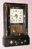 C.1855, Seth Thomas, Plymouth Hollow, Conn, Stencil front, MOP cottage clock, with 8-day lyre movement. 