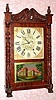 C.1833, Hopkins and Alfred, Harwinton Conn, Carved column and splat short-drop case with 30-hr time and strike wood movement. 