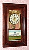 C.1842, Joseph Ives, Plainville Conn, Mahogany over-size, internal column OG clock with 8-day Ives roller pinion time and strike weight movement. 
