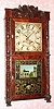 C.1835, Seymour, Williams and Porter, Farmington Conn, Carved column and splat shelf clock with 8-day upside down time and strike wood movement. 