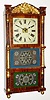 C.1852, Birge, Peck and Co., Bristol, Conn: Triple decker walnut shelf clock with 8-day time and strike strap brass movement, 2-weight. 