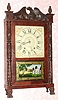 C.1831, Atkins and Downs for George Mitchell, short-drop carved column and splat transition clock, 30-hr time and strike wood movement. 