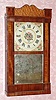 C.1835 Isaac Packard, North West Bridgewater, Mass, miniature maple and mahogany flat pillar and splat, 30-hr time and strike east-west wood movement. 