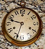 C.1835, Richard Ward, Salem Bridge, Conn, Rare Chronometer Clock, 30-hour time and strike, in a large brass, "watch shaped" case, cylinder escapement. This clock is described in both Blackwell's article in the Nawcc Bulletin of April 1976, and in the supplement by Bailey dated June 1980. 