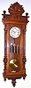 C.1880, German, Gustav Becker, 3-Wt, Grand Sonnerie, wall clock in a walnut case in original condition with original carved top, quarter strike on rods.. 