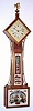 C.2004 [dated], Wayne Cline, Bowling Green, KY, re-issue Diamond Head banjo timepiece, 8-day, weight driven, in walnut with contrasting satinwood inlay. 