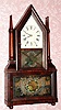 C.1848, Birge and Fuller, Bristol, Conn, steeple on case with candlesticks with an 8-day time and strike wagon spring movement. 