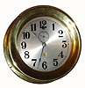 C.1938, Seth Thomas, ENGINE LEVER No. 4, with an 8-day, 7-jewel movement, in a heavy cast brass case, highly polished. Has a screw bezel, and 4 inch etched brass/silvered dial with black Arabic numerals. 