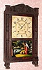 C.1835, R.E. Northrop, New Haven, Conn, Carved column and splat short-drop shelf clock with 30-hr time and strike wood movement. 