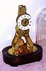 C.1851, French, Pierret, Mini  Skeleton timepiece with engraved front plate and porcelain dial, base marked Ms.Honorables, Exp. Paris, Londres, and the back plate with the initial "P". 