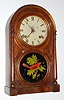 C.1873, Atkins Clock Co., Bristol, Conn, Round Top No. 1, walnut veneer shelf clock, 8-day, gold foil tablet. 