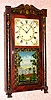 C.1829, E. Terry and Sons, Plymouth, Conn, Stenciled pillar and splat shelf clock with 8-day time and strike wood movement (mahogany plates). 