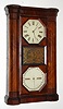 C.1863, Seth Thomas Clock Co., Plymouth Hollow, Conn  PARLOR CALENDAR 8-day 2-weight, double dial perpetual calendar, this model with octagonal openings for the dials, and a reverse painted tablet in the center. 