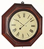 C.1868, Atkins Clock Co., THIRTY DAY OCTAGON, rosewood veneer with ripple trim, fusee movement. This model using the large rectangular movement purchased from Welch and modified. 