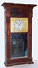 C.1829, Asa Munger, Auburn, New York, large "Ironing Board Top" mahogany shelf clock, 2-weight, 8-day brass works with round painted dial. 