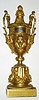 C.1870, French, Gilt Bronze Annular dial clock, in the form of an urn, profusely decorated with female busts, swags and acanthus sprays, the urn atop a fluted round support, the whole setting on a matted square base. 