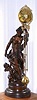 C.1895, Ansonia Clock Co., "FORTUNA", patinated spelter, mysterious swinging timepiece, mother and cherub, the largest swinger in the Ansonia line. 