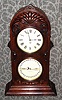 C.1868, Seth Thomas Double Dial Perpetual calendar clock, rare model with shell carving over the dial and decorative lions on the side, 8-day time/strike. 