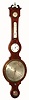 C.1860, English, Banjo Barometer with clock, with mercury tube intact, retailed by C. A. Canti, 4 Crofts St., Hatton Gardens (London). 