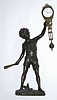 C.1910, German, Junghans, BAT BOY, patinated spelter mysterious swinging time piece the base integral with the figure, and with an 8-day "Swinging Arm" that sets in a jewel bar. 