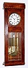 C.1900, German, Gustav Becker, 3-Wt, Grand Sonnerie, box style wall regulator, in a refinished birch case, now with mahogany stain, serial number 616167. 