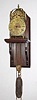 C.1950, English, Repro Lantern clock, 30 hour time, strike and alarm, weight driven, on old oak wall bracket. 