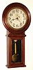 C.1880, New Haven Clock Co, Office No. 1, round drop wall regulator, 1-weight, 8-day, figured walnut. 