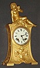 C.1890, Ansonia Clock Co, gilt spelter figural clock of a young boy clad in leaves "Listening". 