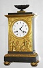 C.1840, French, Gaston Jolly, Paris, Bronze and Ormolu, Empire style mantel clock, 8-day bell strike with silk thread suspension, commemorative to Achille and Ulysse, shields in top corners with their names. 