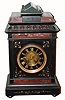 C.1895, French, Japy Freres and Cie, Black slate with red/gold accents mantel clock, 8-day gong striking. 