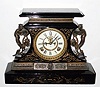 C.1880, Ansonia Clock Co. ROSALIND, model enameled iron clock, 8-day time and strike with open escapement on the dial. 