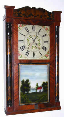 C.1835, Isaac T. Pease, Enfield, Ct, Stenciled Column and Splat,, 30 hour wooden works, with restored tablet. — Antique Clocks Price Guide