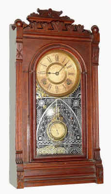C.1886, Ansonia Clock Co., "Lima", 8-day time/strike walnut mantel clock. — Antique Clocks Price Guide
