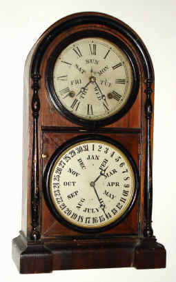 C.1870, Welch, Spring and Co., "Italian No. 1", 8-day time and gong strike, double dial calendar clock. — Antique Clocks Price Guide