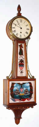 C.1930, Waltham Watch and Clock Co., 8-day lever movement banjo timepiece, with Perry's Victory tablets /mid-size. — Antique Clocks Price Guide